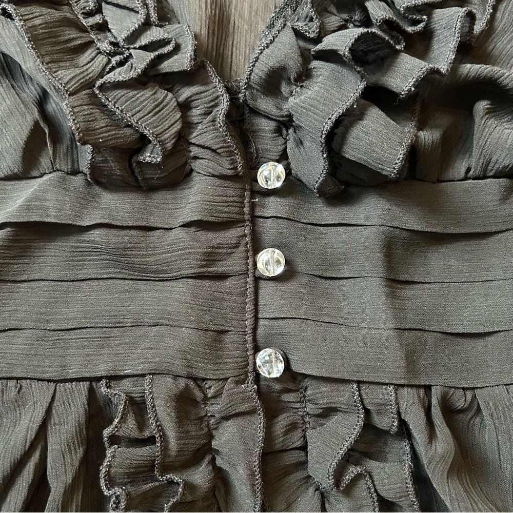 Oh Yes Y2K Black Sheer Ruffle Blouse - Size L - Picture 7 of 10